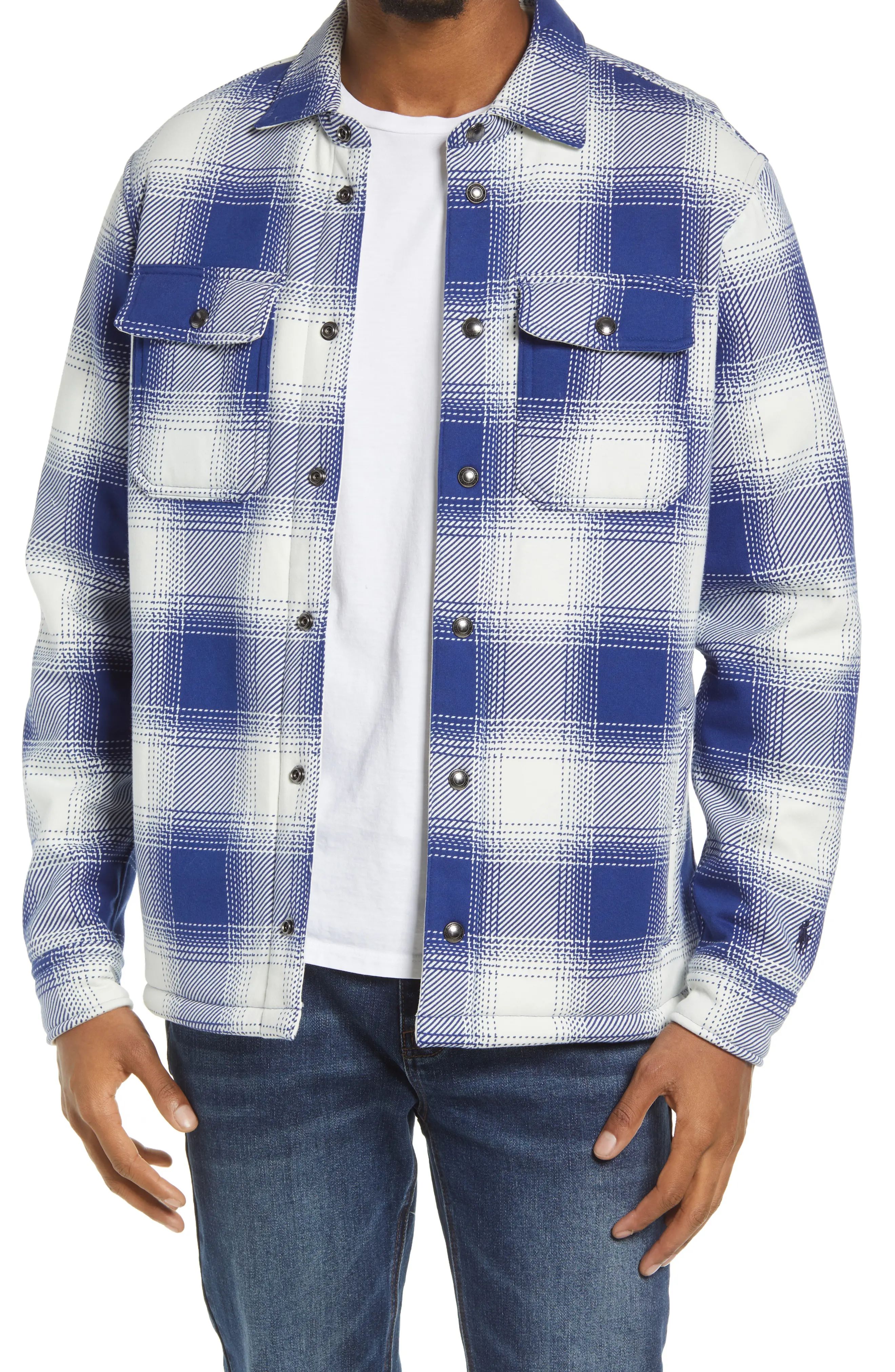 Polo Ralph Lauren Men's Cortina Plaid Fleece Snap-Up Shirt Jacket in Clubhouse Cream Multi at Nordst | Nordstrom