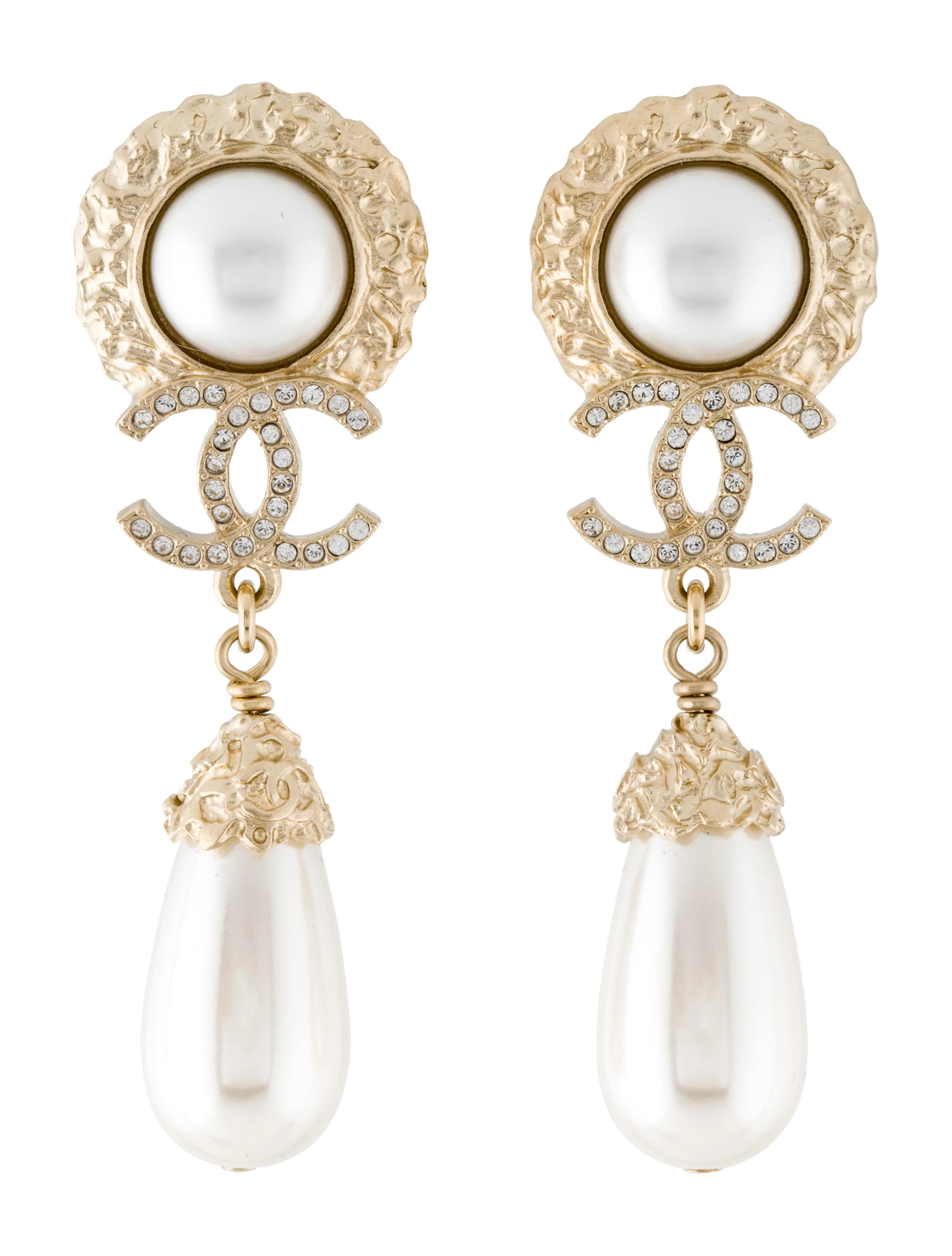 2022 Faux Pearl & Strass CC Drop Earrings | The RealReal