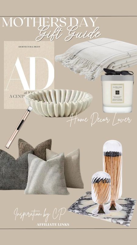 MOTHERS DAY GIFT IDEA-HOME DECOR ENTHUSIAST 
modern home, Amazon home, jomalone candle, decorative pillow covers, marble scalloped bowl, calacatta viola tray, throw blanket, matches, electric candle lighter, luxe for less than
#Mothersday2024

#LTKGiftGuide #LTKsalealert
