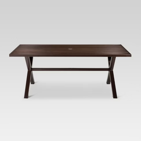 Mayhew Aluminum Top Rectangle Patio Dining Table Brown - Threshold™ | Target
