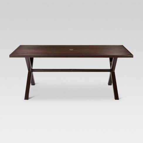 Mayhew Aluminum Top Rectangle Patio Dining Table Brown - Threshold™ | Target
