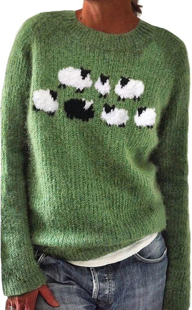 XNC Women's Casual Colorful Retro Knitted Fair Isle Print Sweater 2025 Trendy Fall Winter Oversiz... | Amazon (US)