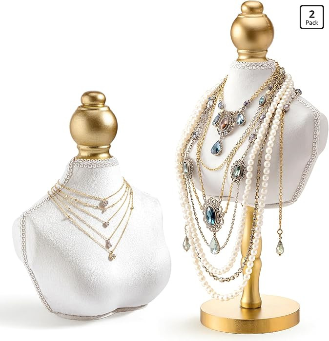 2 Pcs Vintage Velvet Necklace Display Stand Mannequin Velvet Jewelry Necklace Holder Elegant Deco... | Amazon (US)