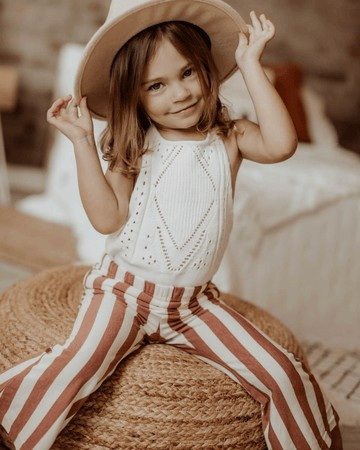 Blakely Boho Bell Bottoms - Brick Red Stripes | Bailey's Blossoms