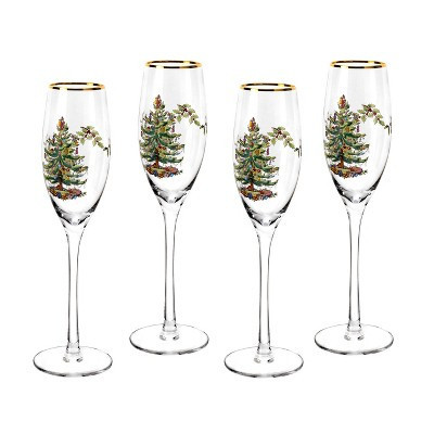 Spode Christmas Tree Champagne Flutes, Set of 4 - 8.45 oz. | Target