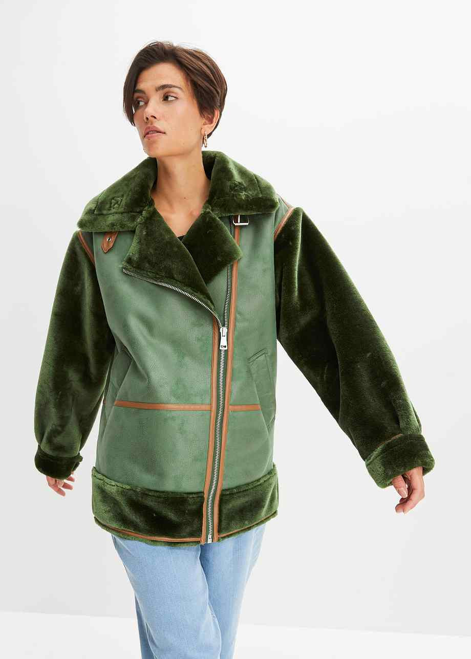 Sherling Jacke in Velourslederimitat | Bonprix DE