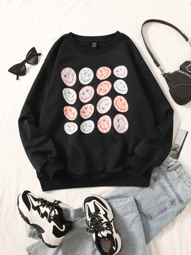 SHEIN Cartoon Print Drop Shoulder Sweatshirt | SHEIN