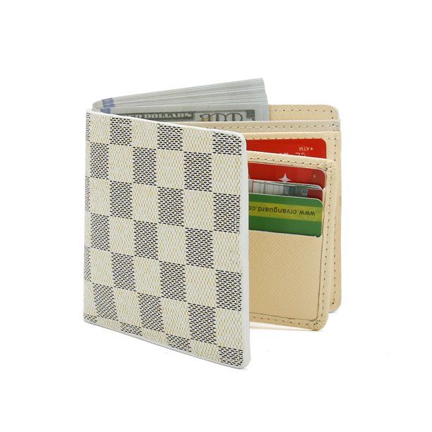 RICHPORTS Checkered Leather Wallets for Men with RFID Blocking - Bifold Stylish Slim Wallet Front... | Walmart (US)