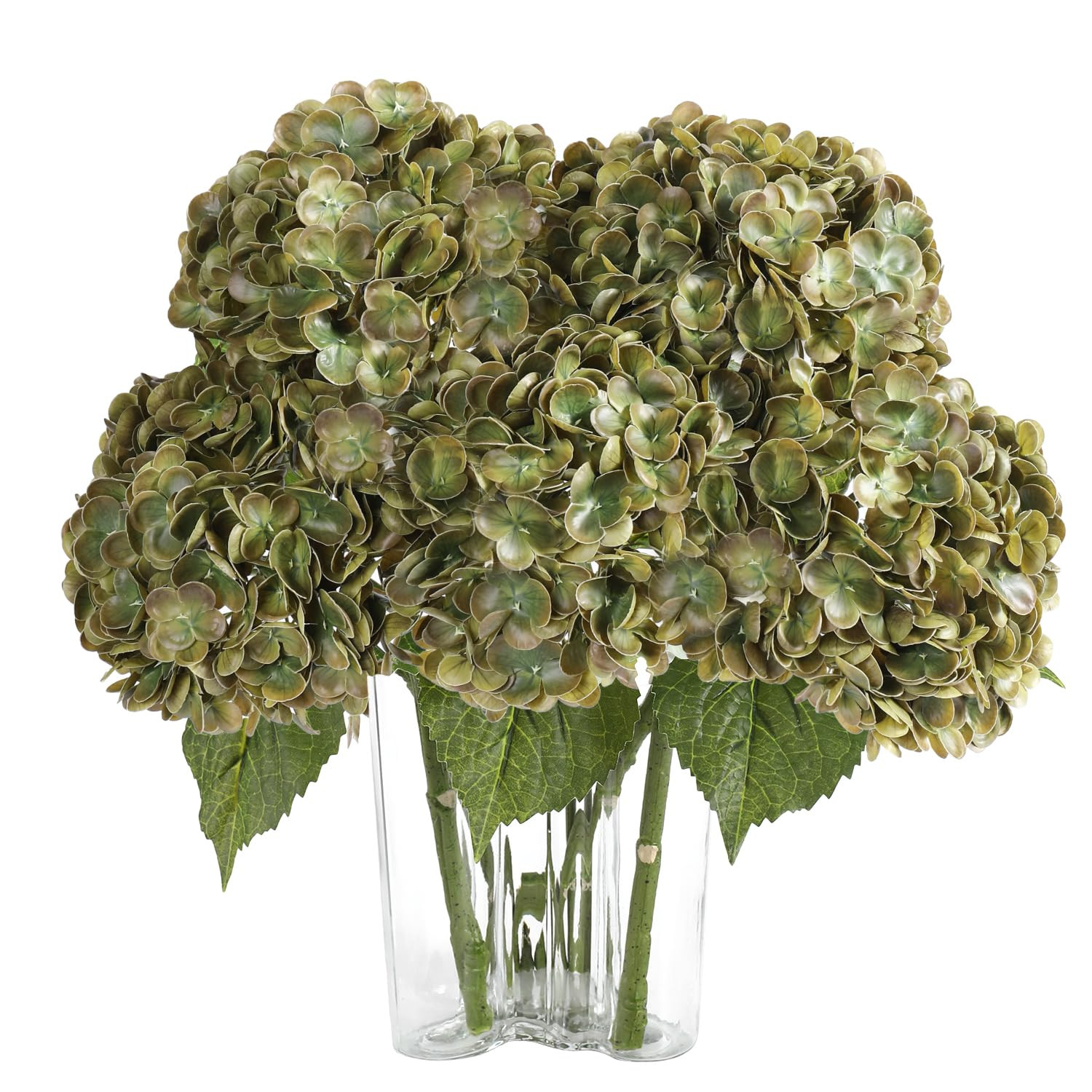 Olive Green Hydrangea Artificial Flowers 3pcs Lifelike Faux Hydrangea Real Touch Fake Flowers for... | Amazon (US)