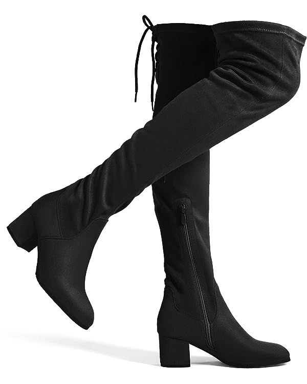 DREAM PAIRS Women's Over The Knee Thigh High Chunky Heel Boots Long Stretch Sexy Fall Boots | Amazon (US)