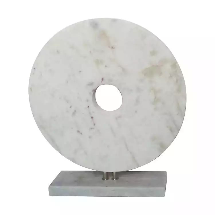 White Marble Disc Sculpture with Base | Kirkland's Home