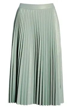 x Atlantic-Pacific Pleated Croc Faux Leather Midi Skirt | Nordstrom