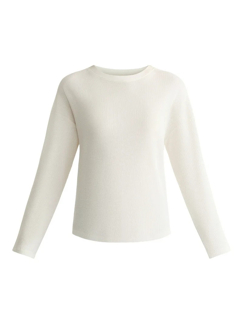 Time and Tru Women's Boxy Thermal Tee with Long Sleeves, Sizes XS-XXXL | Walmart (US)