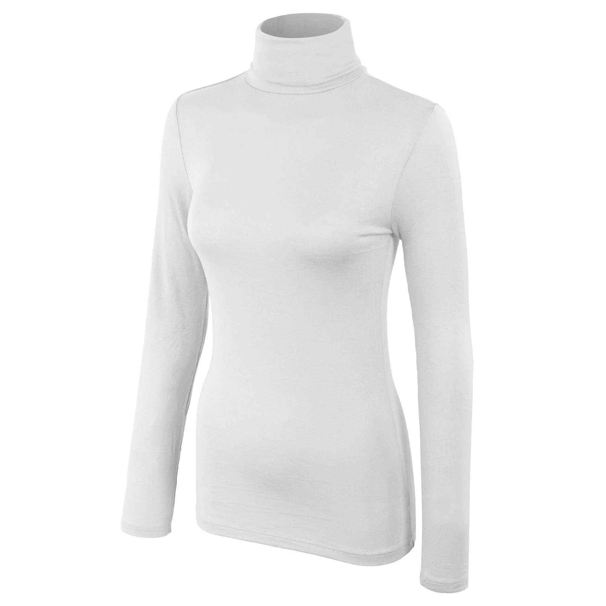 KOGMO Womens Long Sleeve Solid Basic Fitted Turtleneck Shirt | Walmart (US)