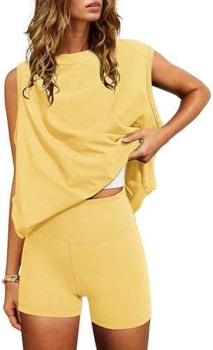 Nirovien Women 2 Piece Outfits Workout Sets Summer Matching Lounge Set Tunic Tops and Biker Short... | Amazon (US)