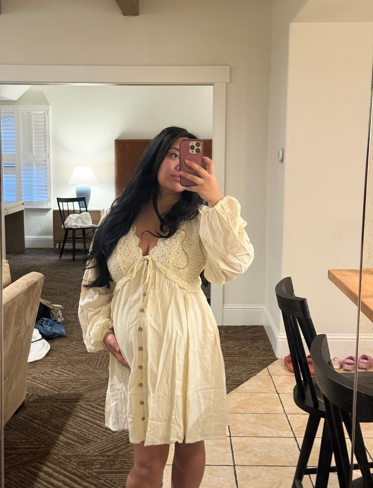 Loveee this button up crochet maternity dress from Pink Blusb Maternity! One of my favorites. 

#LTKBump #LTKBaby #LTKmomlife
