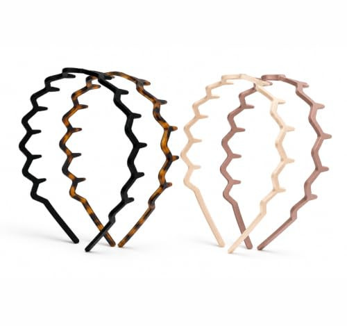 Kitsch Zig Zag Headbands for Women - Neutral, Black & Tort - 4pcs | Amazon (US)