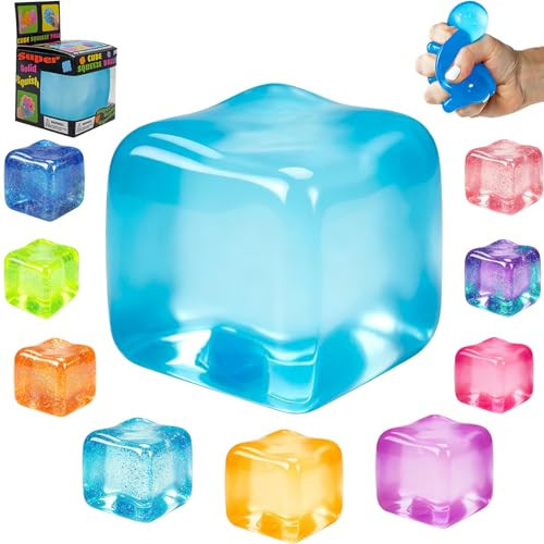 Nice Ice Cube Squishy, Ice Cube Squeeze Slow Rise Sensory Squeeze Stress Balls for Adults Moldable Malt Sugar Squish for Anxiety Relief Soft Fidgets Squishies Party Favors (A-Blue, One Size) | Amazon (US)