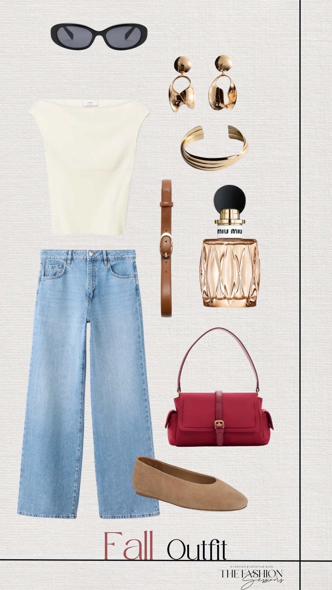 Fall Outfit | Boatneck Top | Denim Jeans | Suede Flats | Red Bag | Miu Miu Perfume |

#LTKootd #LTKSeasonal