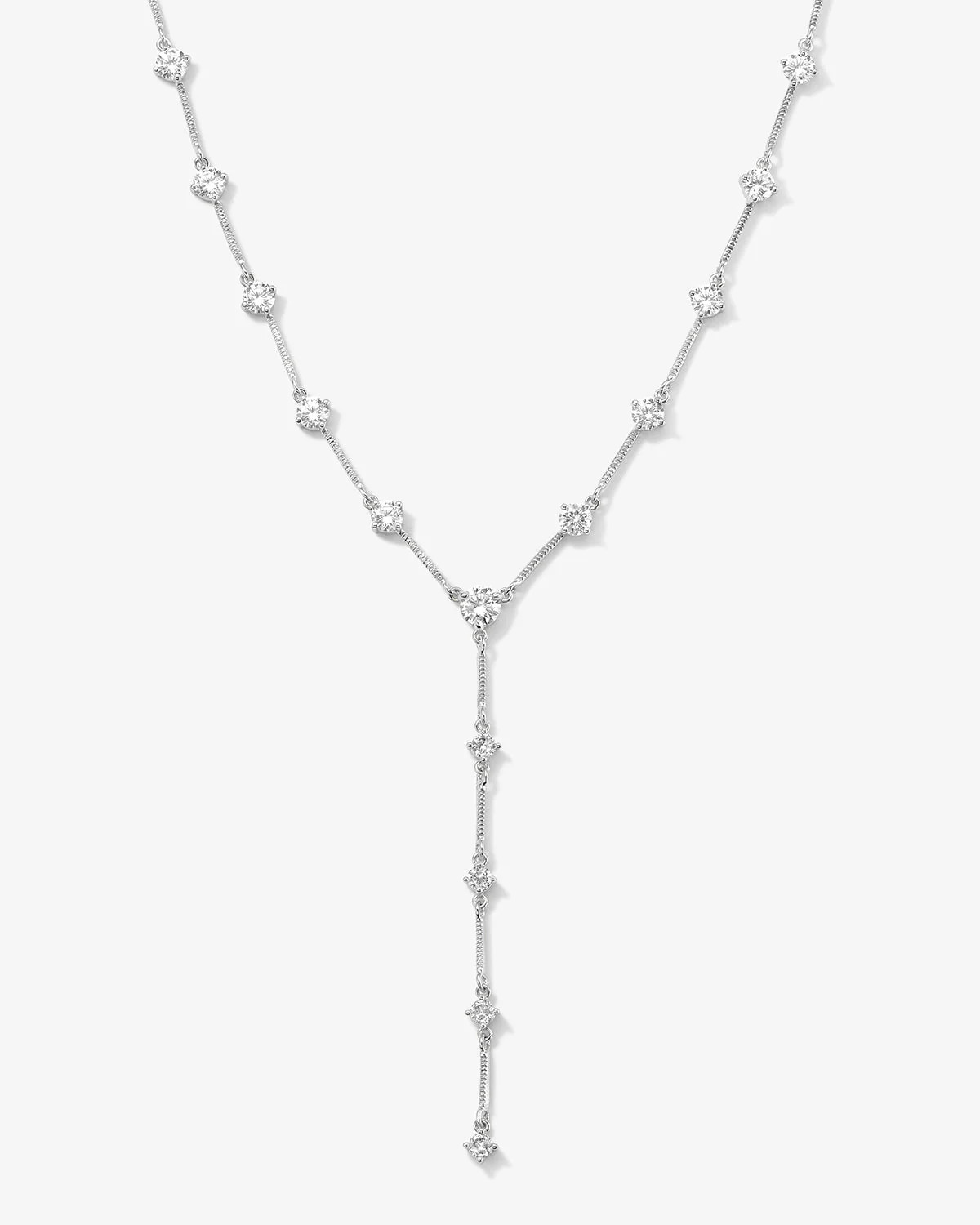 Lavish Lariat Necklace - Silver|White Diamondettes | Melinda Maria Jewelry