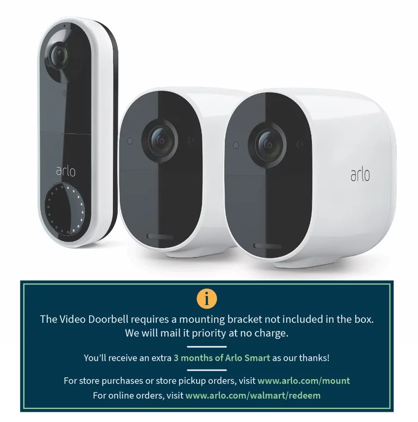 Arlo Essential Security Camera Bundle - 2 Essential Cameras with 1 Wired Video Doorbell  **Doorbe... | Walmart (US)