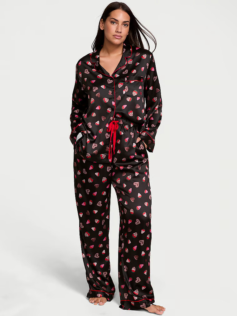 Buy Glazed Satin Long Pajama Set, NEW PEONY & LIPSTICK HEARTS - Order Pajamas Sets online - Victo... | Victoria's Secret (US / CA )