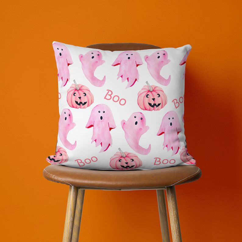 Cute & Pink Halloween Pillow Cover Halloween Ghost Pumpkin - Etsy | Etsy (US)