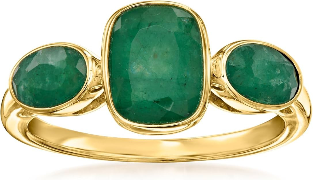 Ross-Simons 2.80 ct. t.w. Emerald 3-Stone Ring in 18kt Gold Over Sterling | Amazon (US)