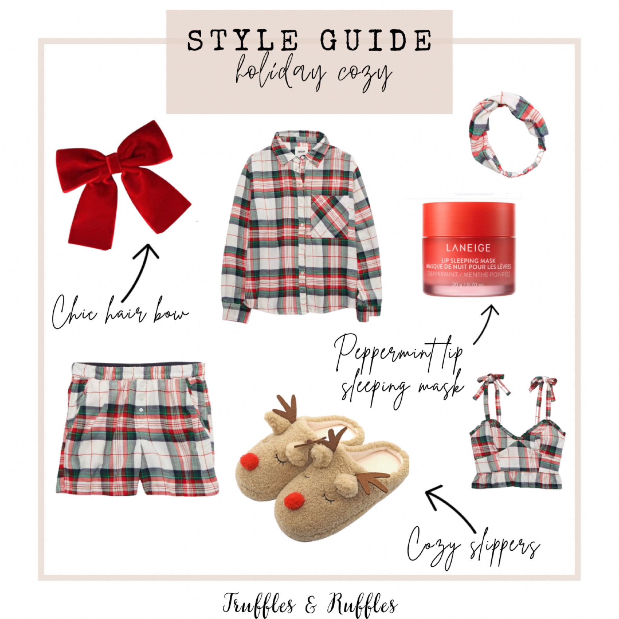 Holiday pjs 🎄aerie//Christmas plaid//cozy reindeer slippers//velvet red bow//peppermint sleep lip mask//christmas pajamas//holiday cozy//christmas pajamas for her//trufflesandruffles_xoxo

#LTKHoliday #LTKhome #LTKSeasonal