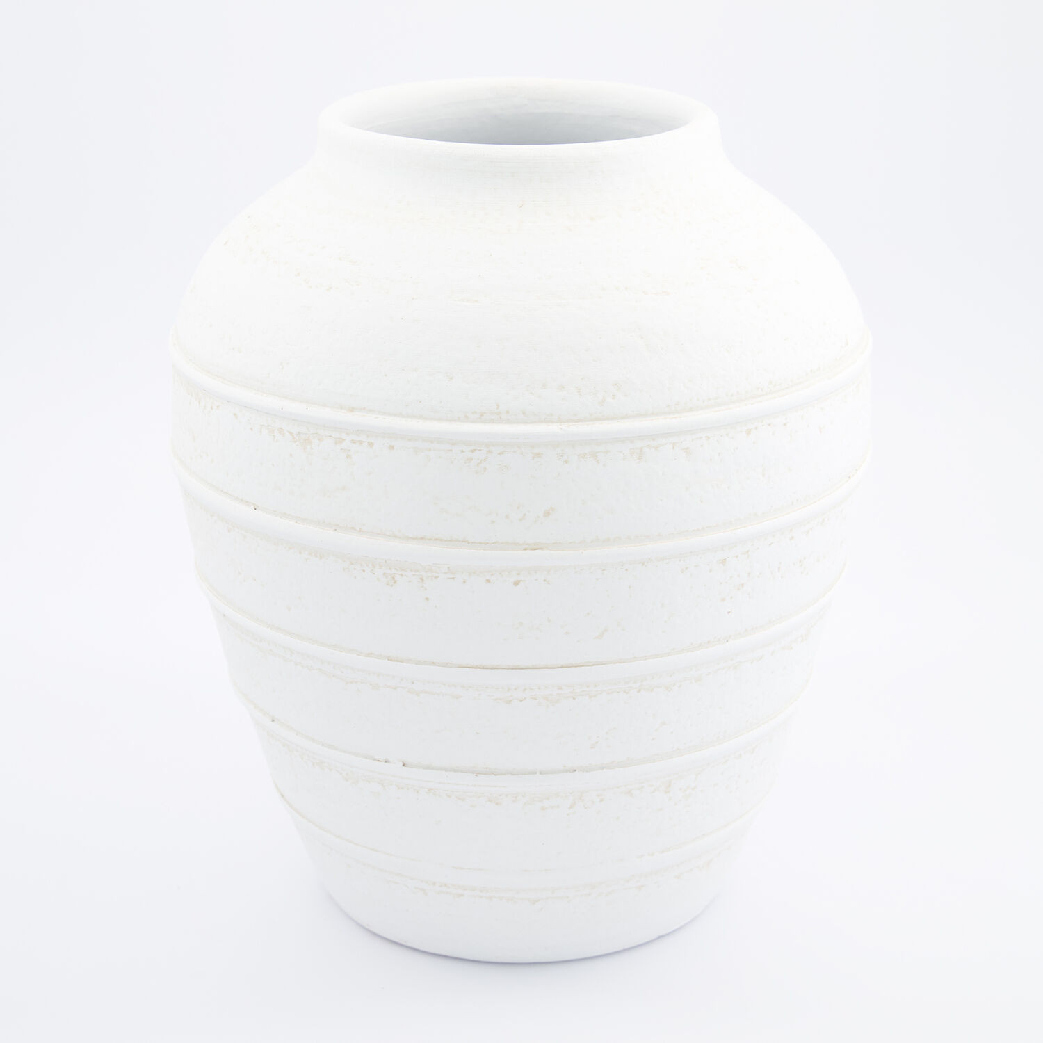 White Ribbed Ceramic Vase 27x23cm | TK Maxx