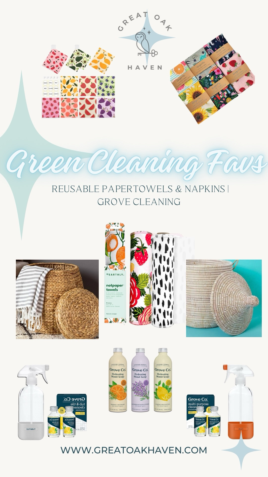 ♻️ New Year = New Habits 🌎 

✨Here’s a quick way to upgrade your home to a healthier on for you, your family, & the planet… 

✌️Ditch the chemicals & plastics & check out these green cleaning products that smell great, clean well, & look good

💚Bonus… the cotton flannel reusable paper towels and napkins are compostable after you’re done using them for months and months! Mine are almost 6 months old and going strong! 

🧺 Don’t forget to grab a cute basket lidded for your kitchen that you can easily grab to take down to the laundry room when it’s full.

♻️Reusable paper towels @earthlyco_ 
💚Spray cleaners @grovecollaborative 
♻️Handmade reusable kids lunch napkins, Amazon Handmade = GingerPie 

🩵 Happy Fresh & Clean Lunar New Year 
✨Kelly ✨



#LTKKids #LTKHome #LTKFamily