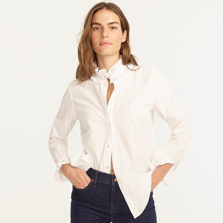 J.Crew: Classic-fit Ruffleneck Shirt For Women | J.Crew US