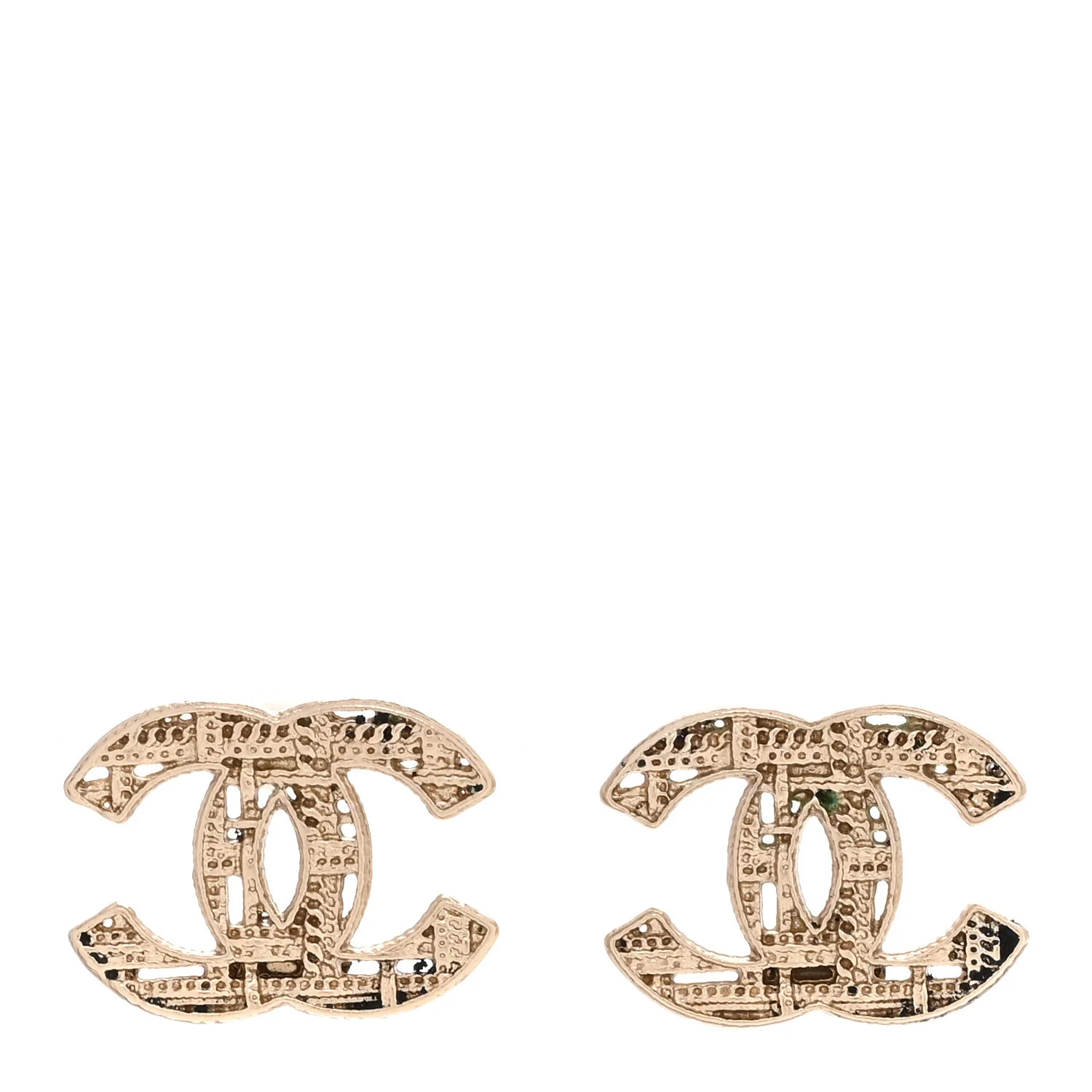 Chanel Tweed Effect CC Earrings Gold 1852033 | FASHIONPHILE (US)