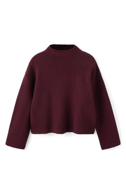 MANGO Mock Neck Sweater in Wine at Nordstrom, Size Medium | Nordstrom