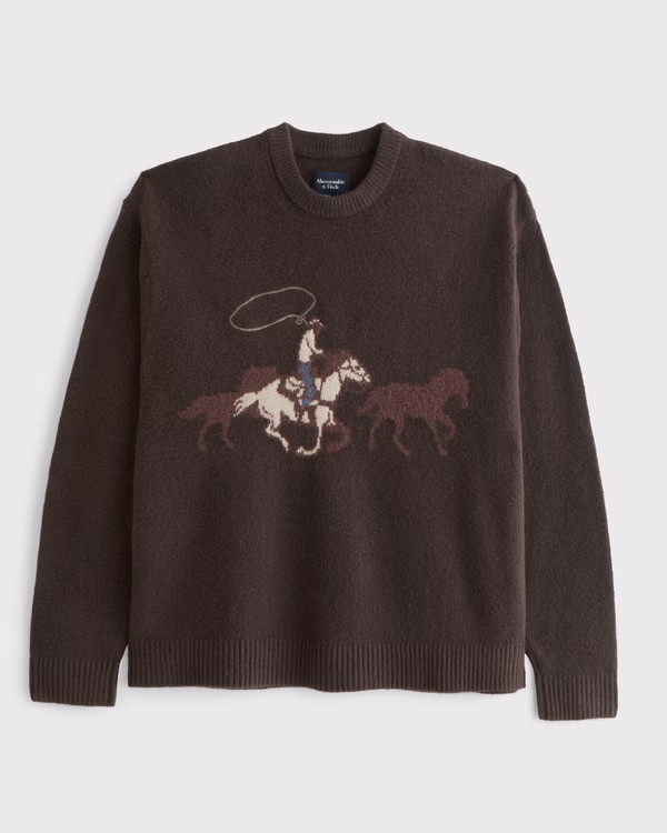 Oversized Western Graphic Crew Sweater | Abercrombie & Fitch (US)