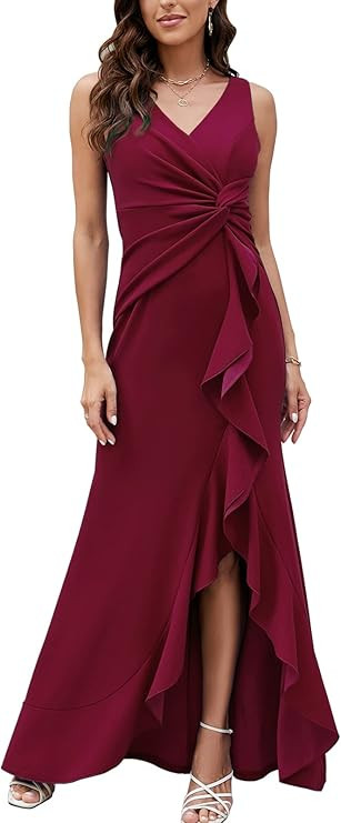 FQA Formal Evening Dresses for Women Elegant Evening Party Prom Dress Long Sexy V Neck Sleeveless... | Amazon (US)