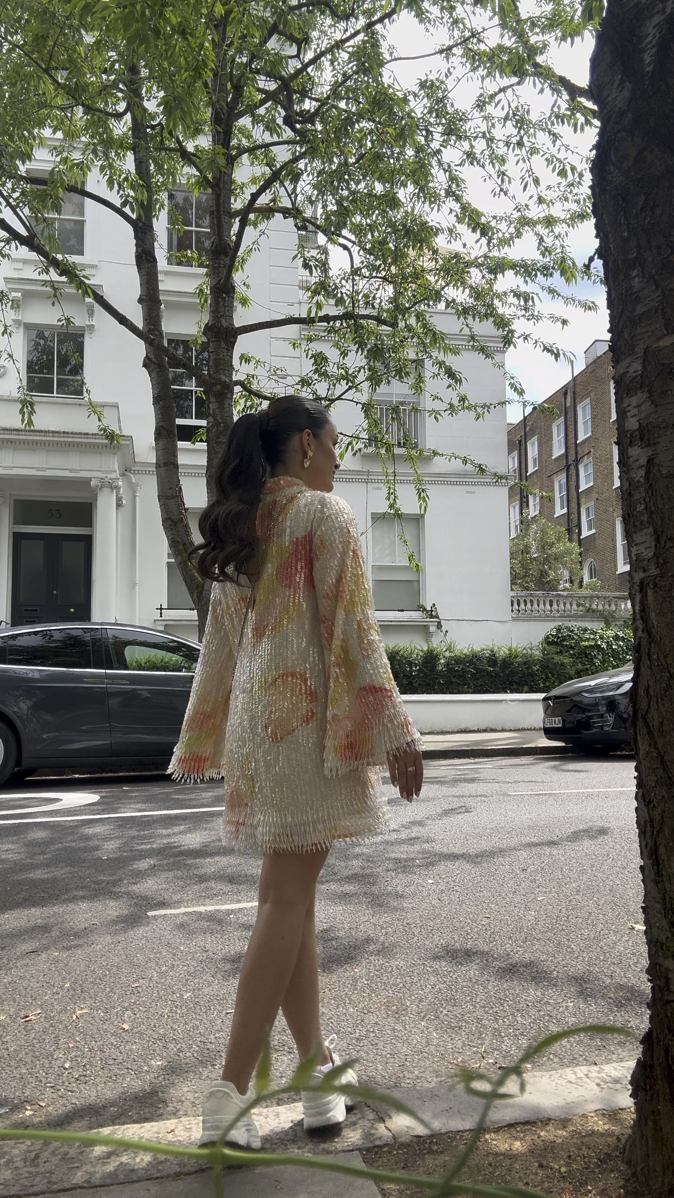 Sequin dress, occasion dress, floral, vintage dress, vintage style, sequins, Dior bag, 