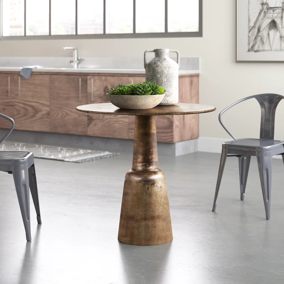 Golbez Round Aluminum Pedestal Base Dining Table | Wayfair North America