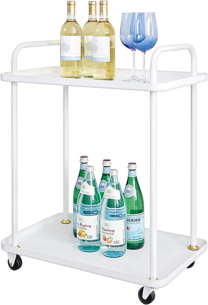 iDesign Arlo Customizable Bar Storage Cart, 24" x 15" x 30.7", Matte White/Brass | Amazon (CA)