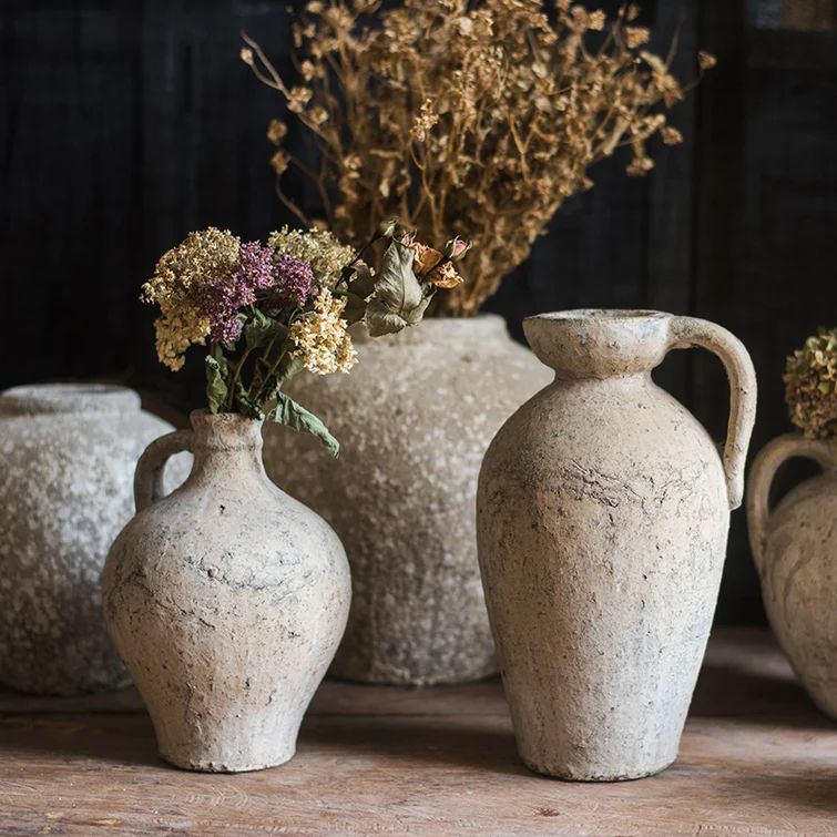 Remie Beige 11.8'' Indoor / Outdoor Cement Table Vase | Wayfair North America