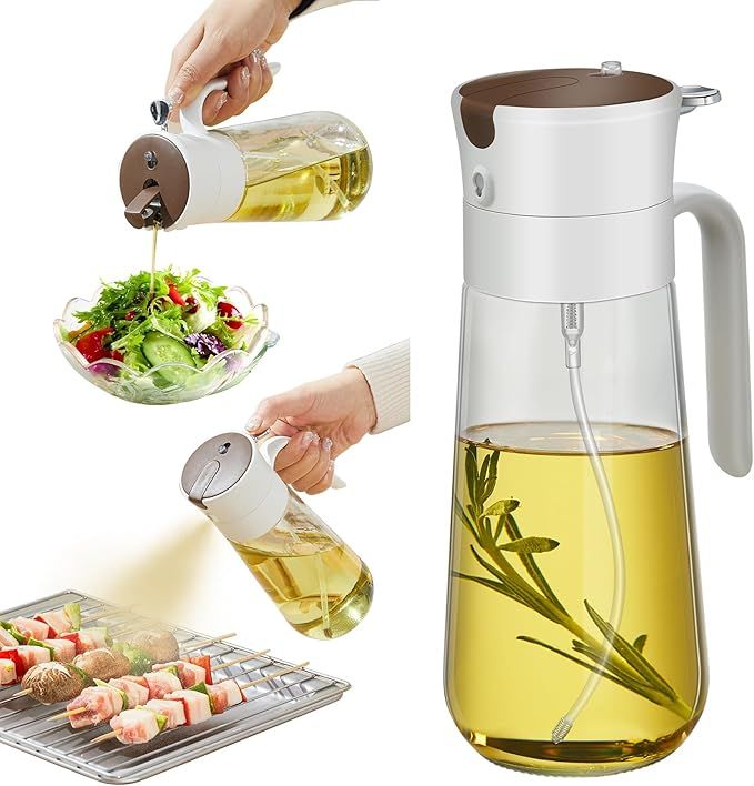 Glass Olive Oil Dispenser Bottle & Oil Sprayer Bottle 2 In 1 for Kitchen Cooking, Auto Flip Cap, ... | Amazon (US)