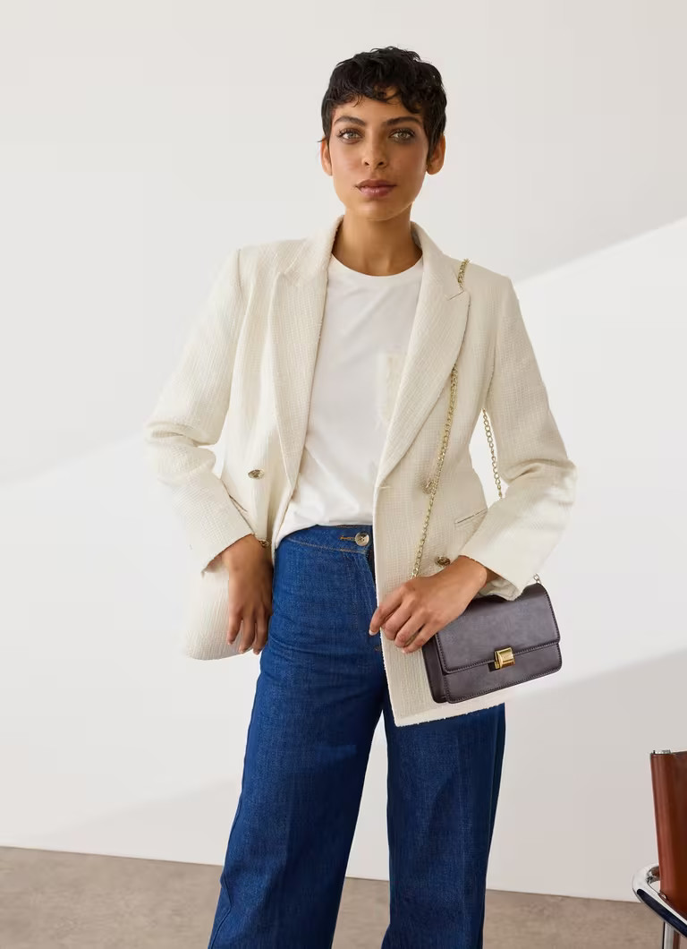 Mariner Cream Tweed Double Breasted Jacket | L.K. Bennett (UK)