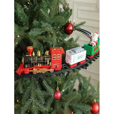 Christmas Train Set, Christmas Decoration Electric Train Around The Tree Remote Control Train with Sounds and Light, Train and Tracks, for Children,Age for 3+ | Walmart (US)