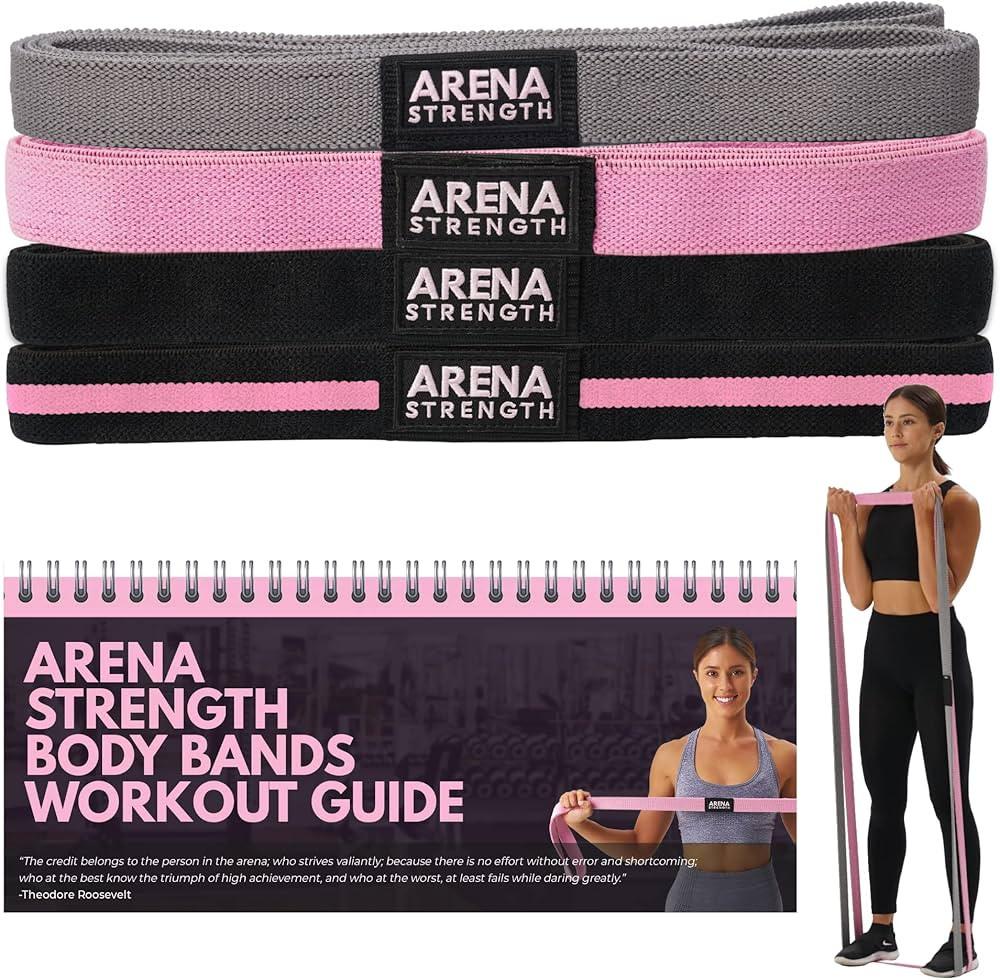 Arena Strength Long Fabric Resistance Bands - Full Body Resistance Bands Set of 4 and Pull Up Ass... | Amazon (US)