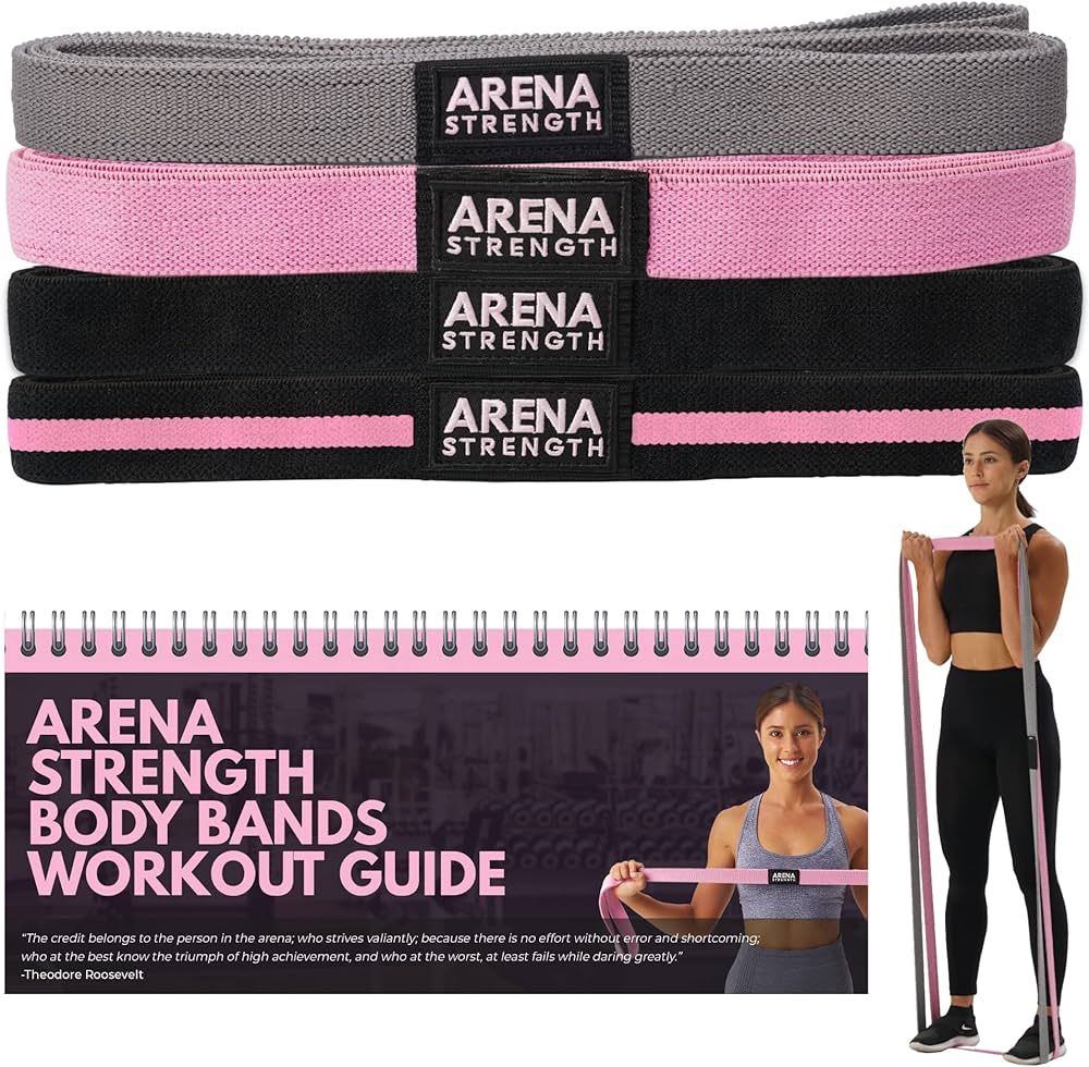 Arena Strength Long Fabric Resistance Bands - Full Body Resistance Bands Set of 4 and Pull Up Ass... | Amazon (US)