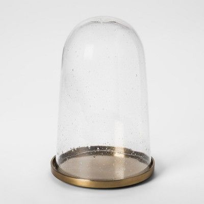 10.2" x 6.6" Decorative Cloche with Metal Base Gold - Smith & Hawken™ | Target