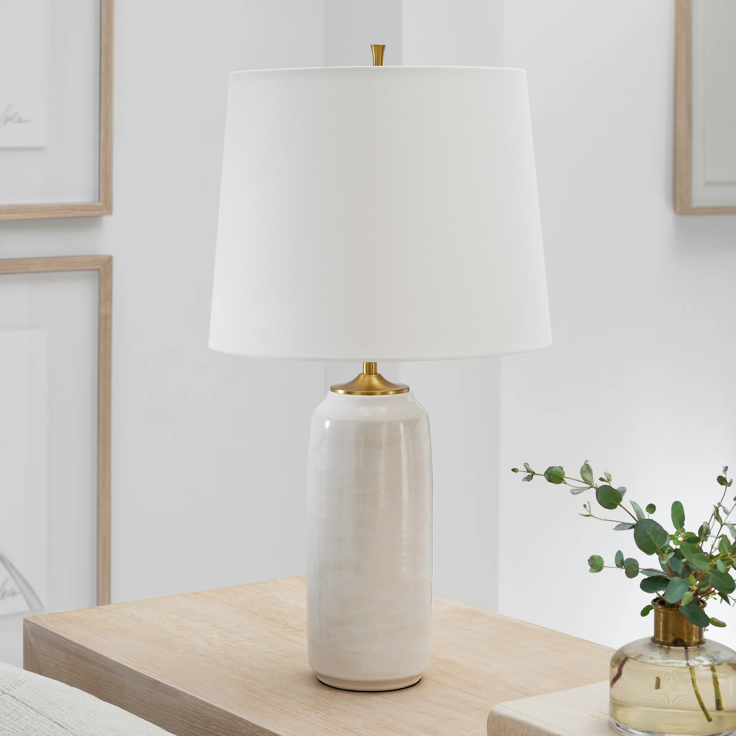 Thomas O'Brien Cato 1 Light Bedroom Home Office Living Room Lamp In Mix Brown Finish With Linen Shade | Wayfair North America