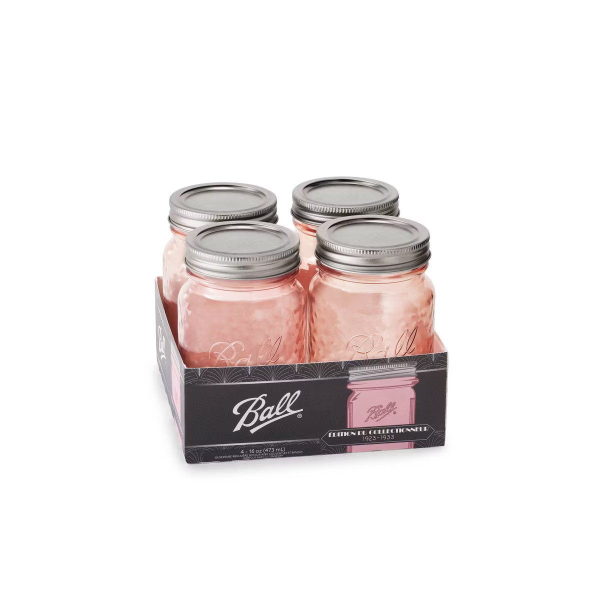 Ball 16oz 4pk Glass Regular Mouth Rose Vintage Mason Jar with Lid and Band | Target