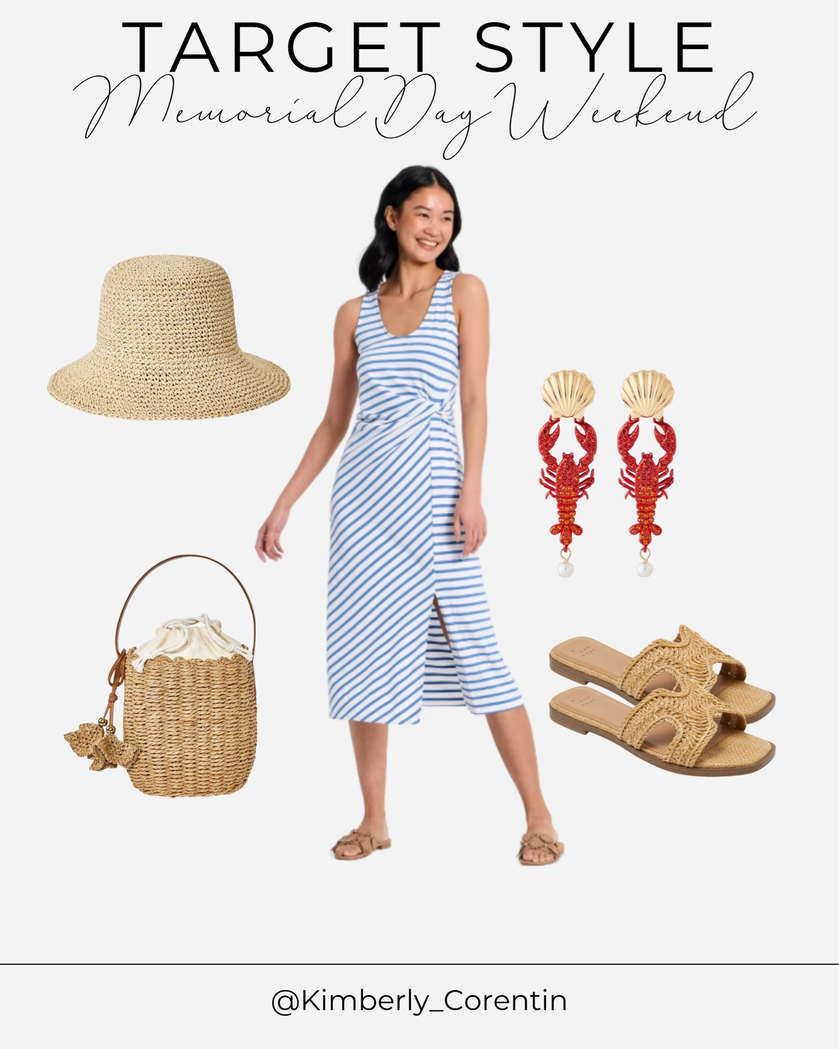 Found the cutest summer dress for Memorial Day weekend! Aren’t these lobster earrings adorable?! 

Straw hat, blue dresses, target sandals, summer outfits, spring outfits 2026, target summer, cute purse, target purses, beach purse, spring dresses, summer dresses, striped dress, vacation outfits beach, date night outfits, plus size fashion, graduation dresses

#LTKOver40 #LTKSeasonal #LTKootd