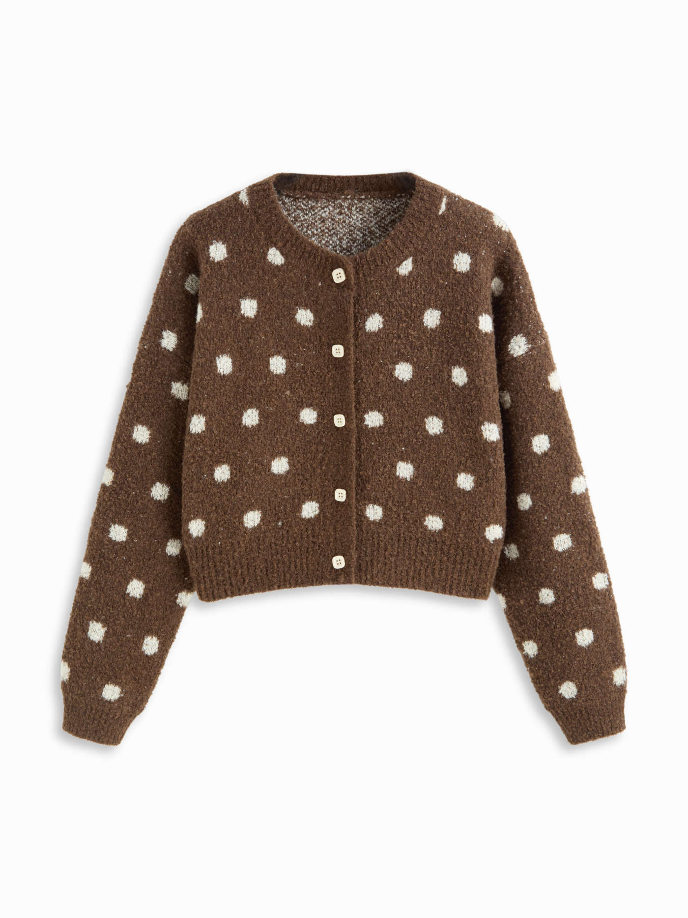 Knit Round Neckline Button Cardigan | Cider